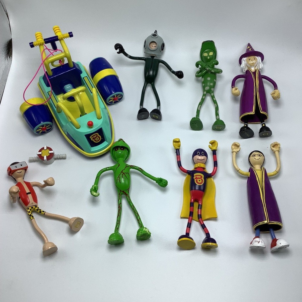 Kid Galaxy Bendos Bendable Action Figures‎ & Boat Lot of 9 pcs